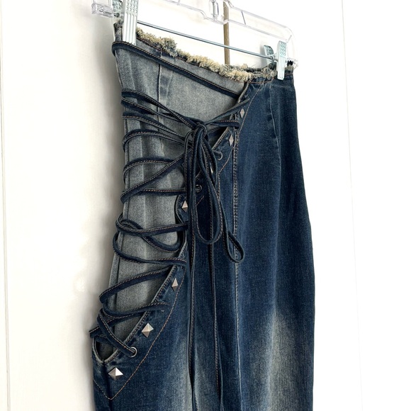 Dolls Kill Current Mood Misunderstood Tendencies Maxi Denim Skirt Size XXS - Picture 5 of 16